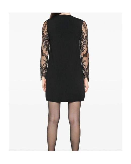 Valentino Black Lace-Sleeve Mini Dress