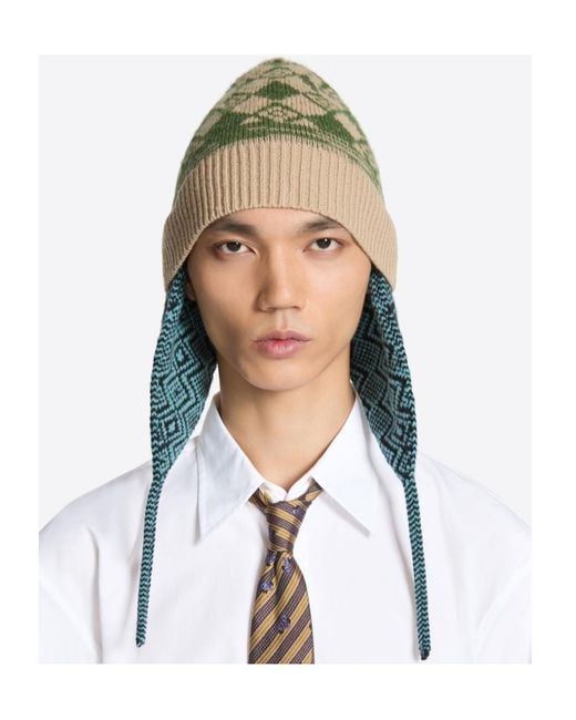 Dries Van Noten White Jacquard Wool Hat for men