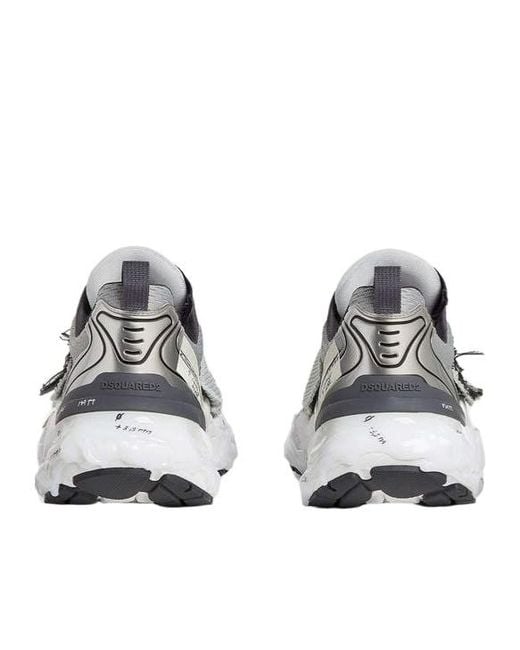 DSquared² Gray Logo-Patch Lace-Up Sneakers for men
