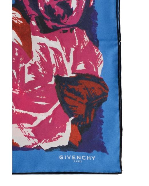 Givenchy Blue Square Silk Scarf