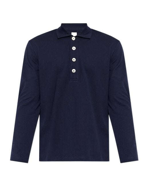 Eleventy Blue Long Sleeve Polo Shirt for men