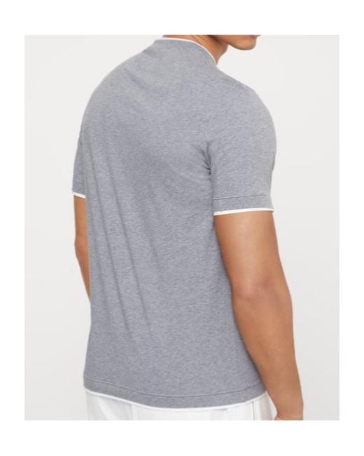 Brunello Cucinelli Gray Logo Embroidered Layered T-Shirt for men