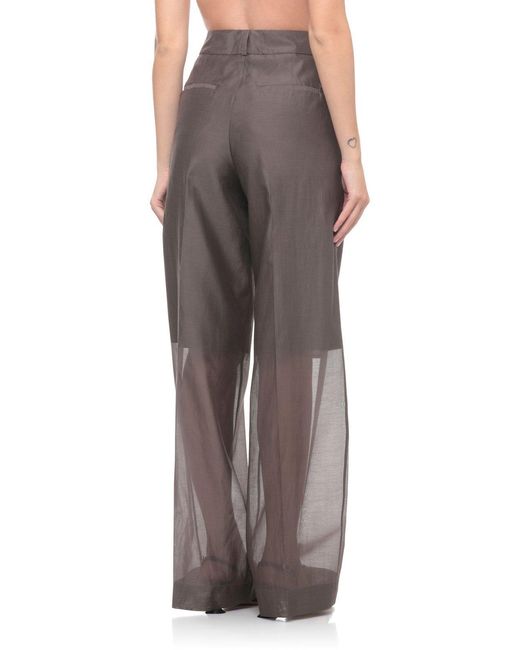 Peserico Gray Sheer Panel Wide-Leg Pants