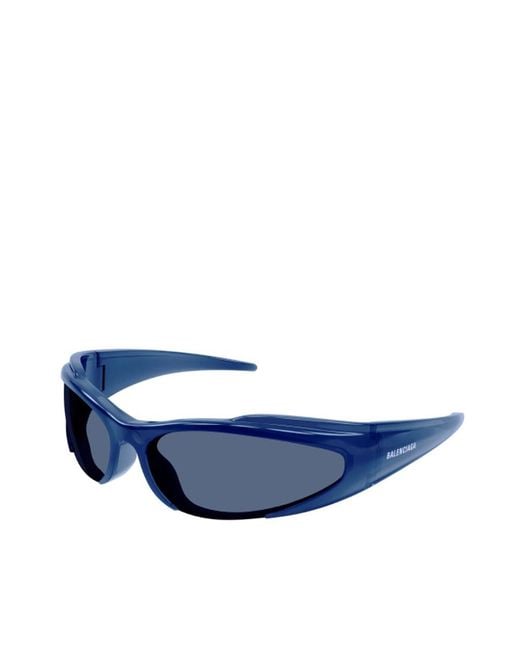 Balenciaga Blue Eyewear Wraparound Sunglasses for men