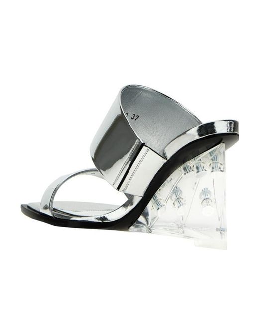 McQueen White Double Strap Wedge Sandals