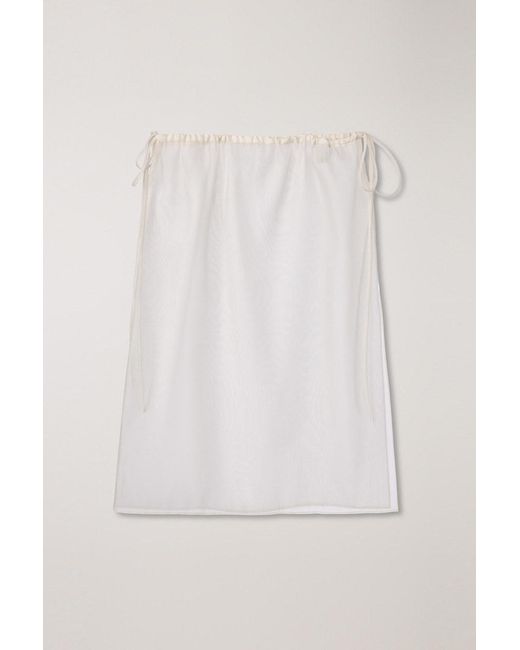 DUNST White Drawstring Midi Skirt