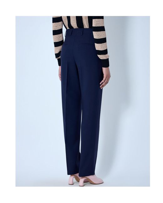 Dries Van Noten Blue Tailored Wool-Blend Pants