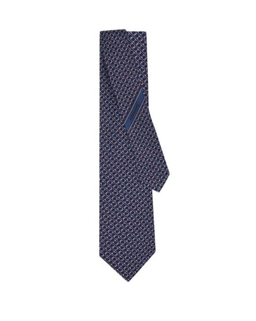 Ferragamo Blue Gancini Silk Jacquard Tie for men