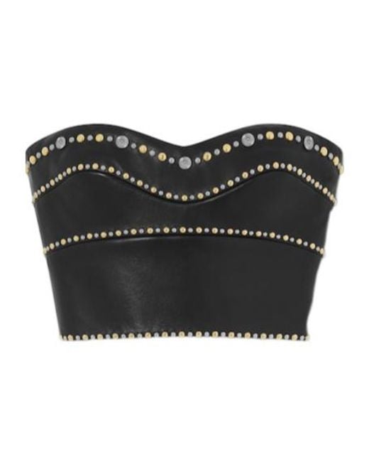 Versace Black Off Shoulder Leather Top