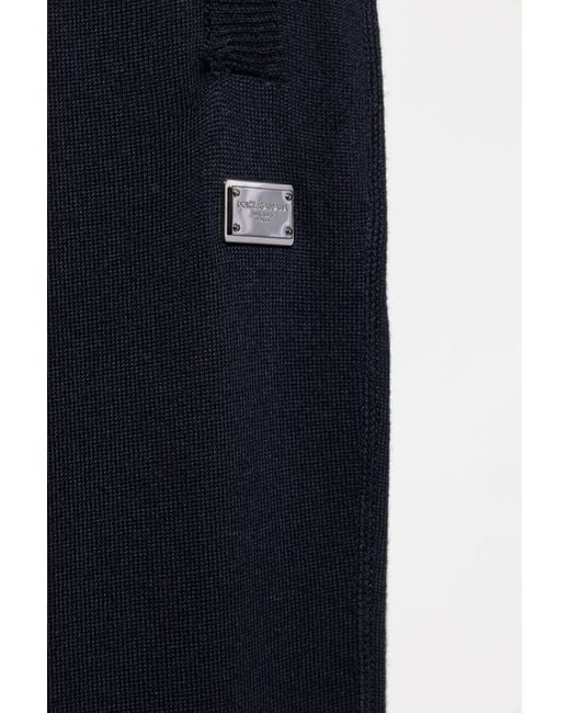 Dolce & Gabbana Blue Logo Plaque Drawstring Pants for men