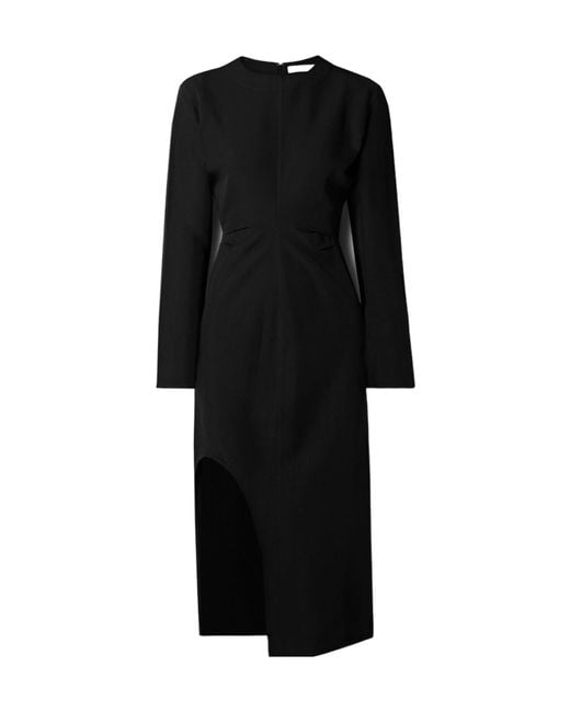 Co. Black Draped Crepe Midi Dress