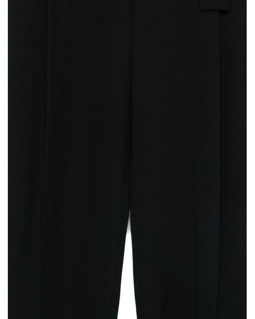 Emporio Armani Black Pleat Detailed Straight Leg Trousers