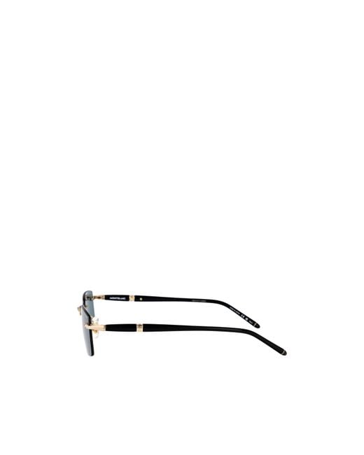Montblanc Blue Eyewear Rimless Rectangular Sunglasses for men