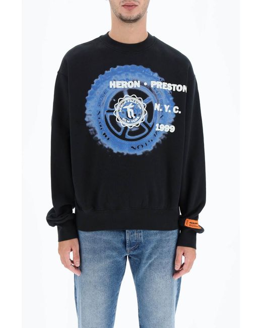 Heron Preston Blue Logo Print Sweatshirt for men