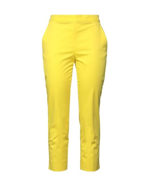 MAX&Co. Yellow Solid Stretch Twill Pants