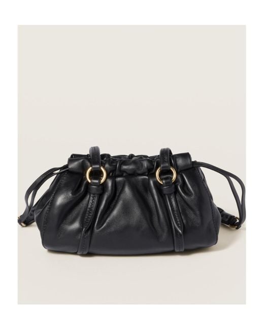 Miu Miu Joie Nappa Leather Mini-Bag in Black | Lyst