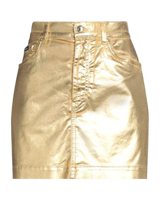 Dolce & Gabbana Metallic Solid Color Stretch Mini Skirt