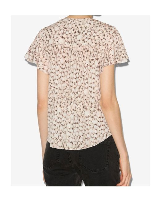 Isabel Marant White Synda Printed Satin Top