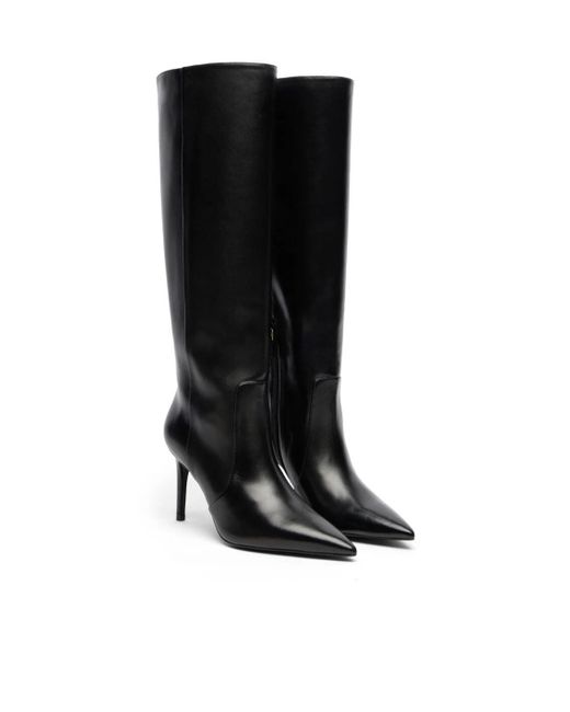 Stuart Weitzman Black Pointed-Toe Boots