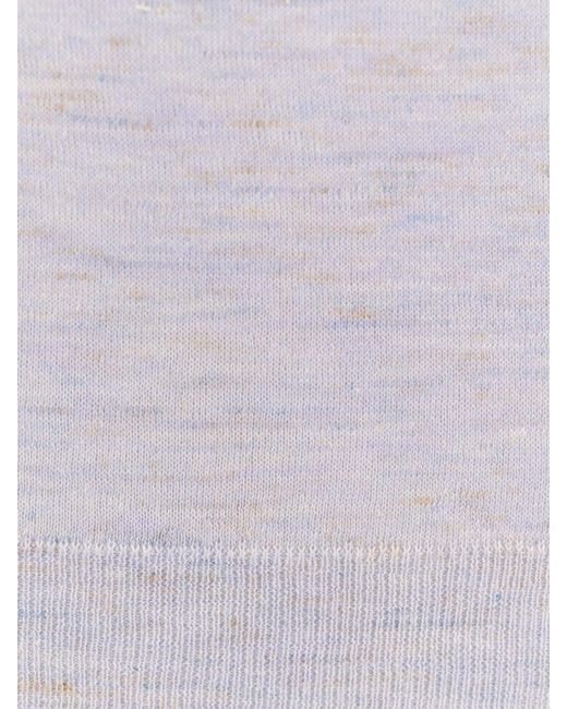 Brunello Cucinelli White Long-Sleeved Crewneck Jumper for men