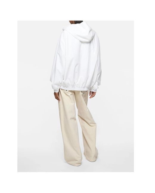 Acne White Hooded Zip-Up Jacket for men