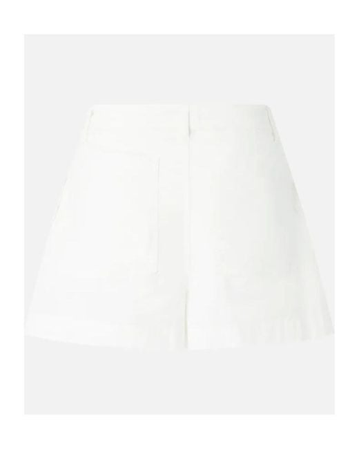 Pinko White Zip-Detailed Straight Hem Shorts