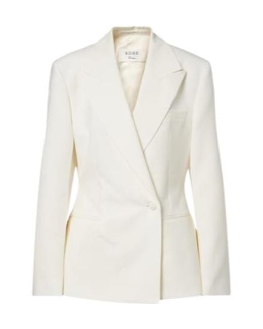Rohe White Double-Breasted Virgin Wool Blazer