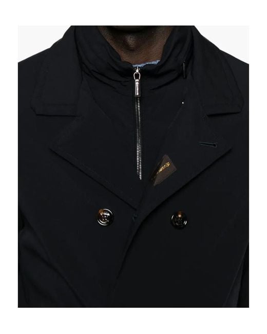 Moorer Black Volmer Double-Breasted Peacoat for men