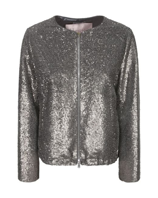 Herno Gray Resort Sequin-Embellished Bomber Jacket