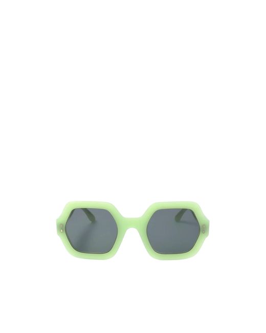 Isabel Marant Green Hexagonal Frame Sunglasses