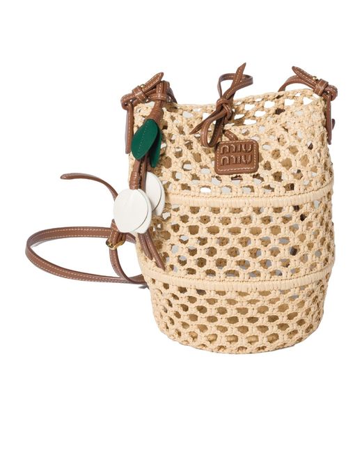 Miu Miu Natural Raffia Crochet Pouch