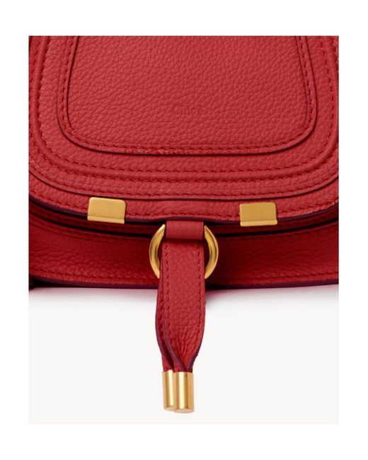 Chloé Red Debossed-Logo Leather Shoulder Bag