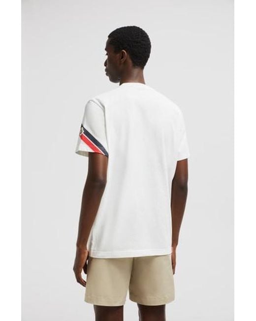 Moncler White Logo Patch Crewneck T-Shirt for men