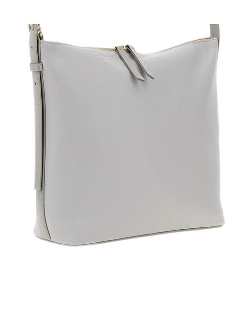 A.P.C. Gray Leather Shoulder Bag