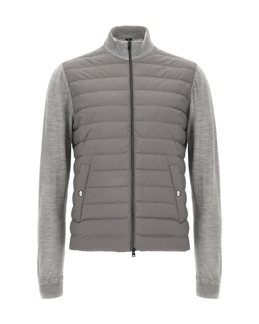 Herno Gray Quilted Zipped Down Jacket for men