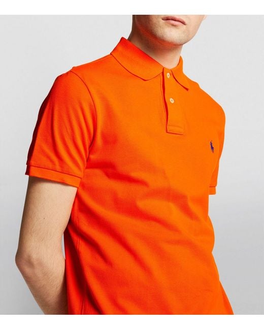 Polo Ralph Lauren Orange Logo Embroidered Short-Sleeved Polo Shirt for men