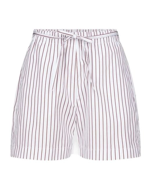 Loulou de Saison White Lory Striped Poplin Shorts