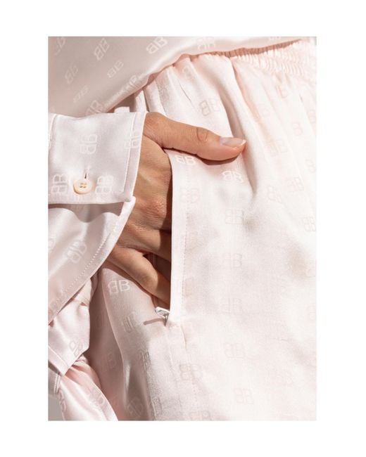 Balenciaga Natural Monogram Elastic Waist Shorts