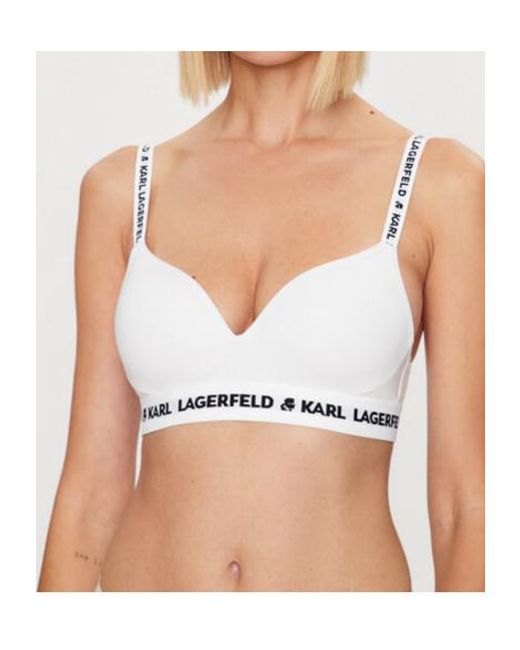 Karl Lagerfeld Gray Logo Padded Bra