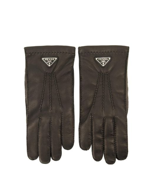Prada Black Logo Gloves for men