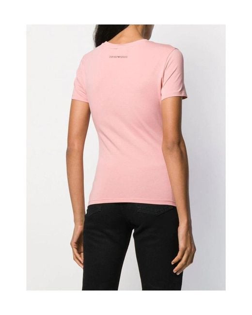 Emporio Armani Pink Logo Printed T-Shirt
