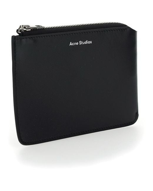 Acne Black Embossed Logo Wallet for men