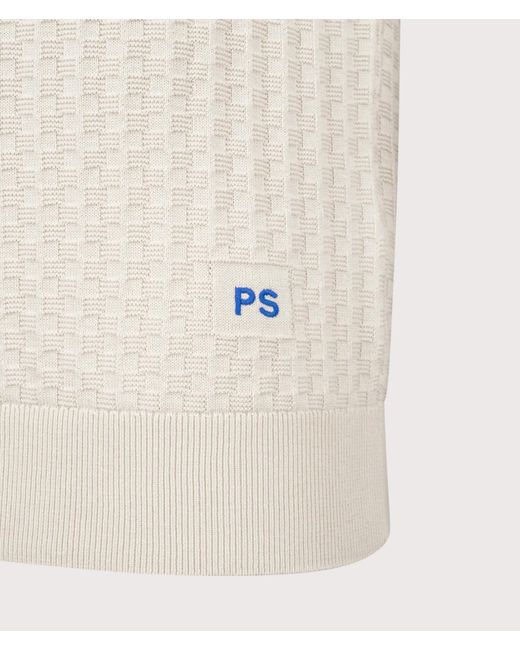 Paul Smith White Ps Logo Embroidered Knitted Polo Shirt for men