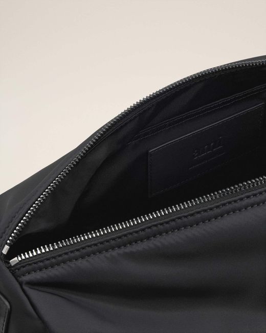 AMI Black Logo Patch Large Shoulder Bag for men