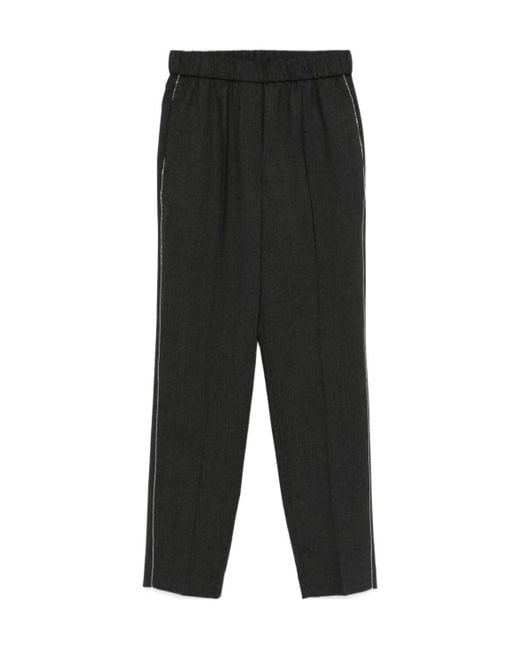 Peserico Black Side-Stripe Elasticated-Waistband Trousers