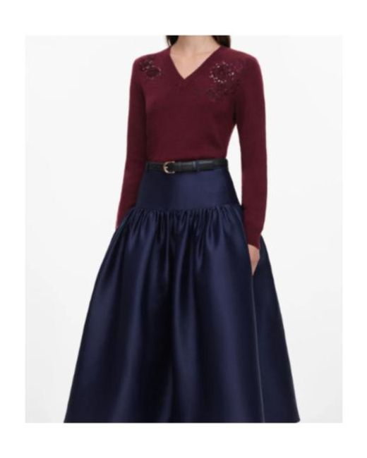 Self-Portrait Purple Burgundy Flower Wool Jumper