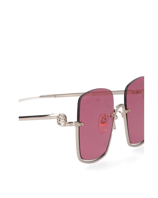 Gucci Pink Eyewear Squared Frame Sunglasses