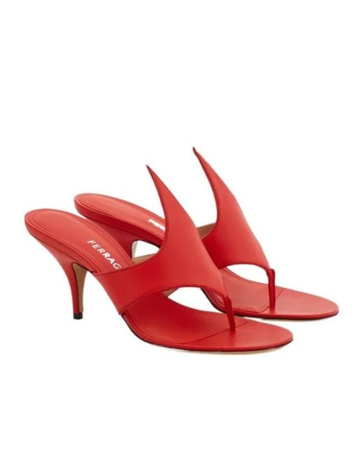 Ferragamo Red Ferragamo Thong Heel Sandals