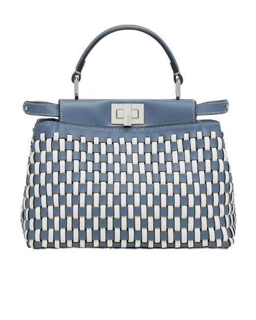 Fendi Blue Peekaboo Mini Tote Bag