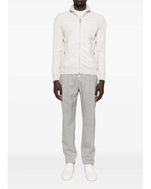 Eleventy White Patchwork Bomber Jacket for men